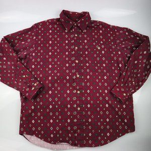 Men's Trader Bay Shirt Burgundy Long Sleeve Button up 100% Cotton